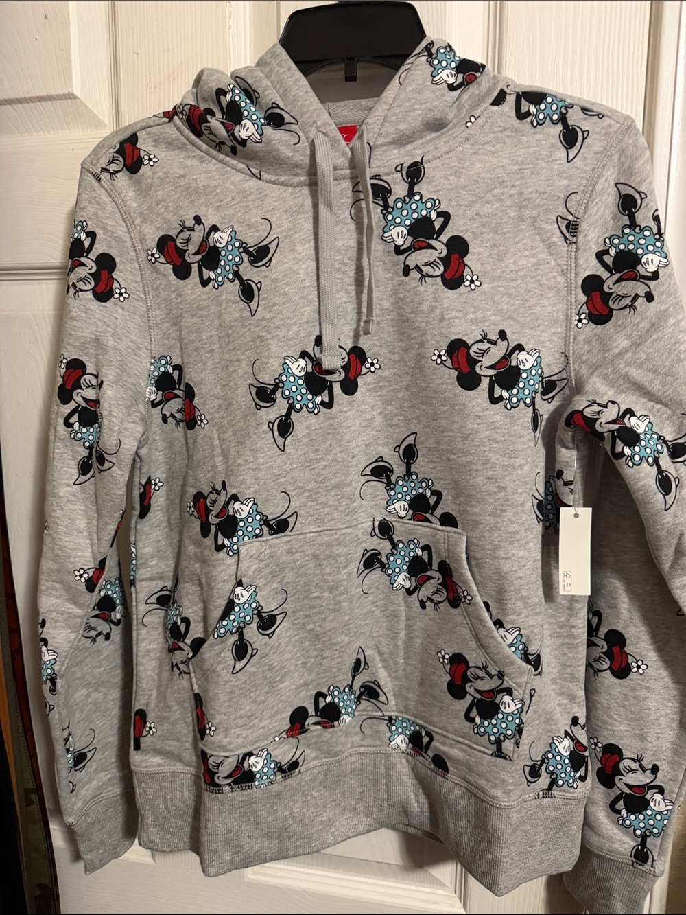 Disney Minnie Mouse Gray Hoodie with Red & Blue Accents